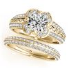 1.21 CTW Certified VS/SI Diamond 2Pc Wedding Set Solitaire Halo 14K Yellow Gold - REF-162T2M - 31237