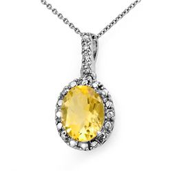 2.05 CTW Citrine & Diamond Pendant 14K White Gold - REF-16K9W - 13664