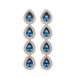 7.81 CTW London Topaz & Diamond Halo Earrings 10K Rose Gold - REF-139A5X - 41175