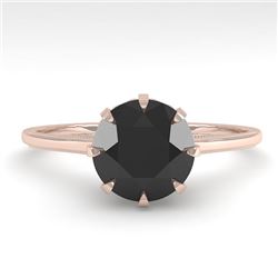 1.50 CTW Black Certified Diamond Solitaire Engagement Ring Size 7 18K Rose Gold - REF-60F2N - 35762