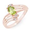 Image 1 : 0.55 CTW Peridot & Diamond Ring 10K Rose Gold - REF-23M6H - 13435