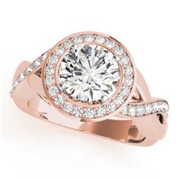 1.5 CTW Certified VS/SI Diamond Solitaire Halo Ring 18K Rose Gold - REF-243M5H - 26171