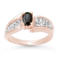 1.40 CTW Blue Sapphire & Diamond Ring 14K Rose Gold - REF-56X8T - 13316