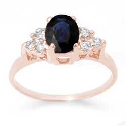 1.41 CTW Blue Sapphire & Diamond Ring 14K Rose Gold - REF-26Y4K - 13732