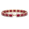 Image 2 : 26.21 CTW Ruby & Diamond Halo Bracelet 10K Rose Gold - REF-347Y8K - 41382
