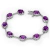 16.33 CTW Amethyst & Diamond Bracelet 10K White Gold - REF-82K2W - 11104