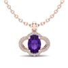 2 CTW Amethyst & Micro Pave VS/SI Diamond Necklace 10K Rose Gold - REF-29X6T - 20618