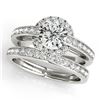1.36 CTW Certified VS/SI Diamond 2Pc Wedding Set Solitaire Halo 14K White Gold - REF-168K2W - 31085