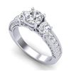 2.07 CTW VS/SI Diamond Solitaire Art Deco 3 Stone Ring 18K White Gold - REF-327N3Y - 37016