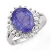 Image 1 : 4.06 CTW Tanzanite & Diamond Ring 18K White Gold - REF-113Y6K - 14175