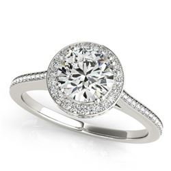 2.03 CTW Certified VS/SI Diamond Solitaire Halo Ring 18K White Gold - REF-619K6W - 26368