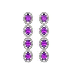 5.56 CTW Amethyst & Diamond Halo Earrings 10K White Gold - REF-103N3Y - 40541