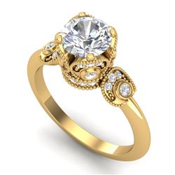 1.75 CTW VS/SI Diamond Art Deco Ring 18K Yellow Gold - REF-398T2M - 36856