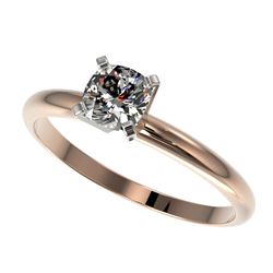 0.50 CTW Certified VS/SI Quality Cushion Cut Diamond Solitaire Ring 10K Rose Gold - REF-77M6H - 3287