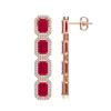 Image 2 : 12.33 CTW Ruby & Diamond Halo Earrings 10K Rose Gold - REF-168F2N - 41430