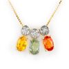 Image 1 : 2.03 CTW Multi-Sapphire & Diamond Necklace 10K Yellow Gold - REF-21W5F - 11298