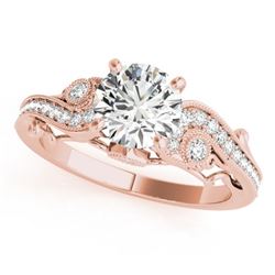 1 CTW Certified VS/SI Diamond Solitaire Antique Ring 18K Rose Gold - REF-191N3Y - 27409