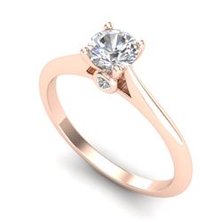 0.56 CTW VS/SI Diamond Solitaire Art Deco Ring 18K Rose Gold - REF-106K8W - 37281