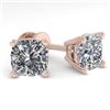 Image 2 : 1.02 CTW Cushion Cut VS/SI Diamond Stud Designer Earrings 14K Rose Gold - REF-148Y5K - 32147
