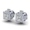 1.73 CTW Princess VS/SI Diamond Micro Pave Stud Earrings 18K White Gold - REF-254Y5K - 37184