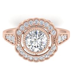 1.55 CTW Certified VS/SI Diamond Solitaire Art Deco Ring 14K Rose Gold - REF-367X3T - 30538