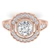 1.55 CTW Certified VS/SI Diamond Solitaire Art Deco Ring 14K Rose Gold - REF-367X3T - 30538