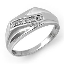 0.06 CTW Certified VS/SI Diamond Men's Ring 10K White Gold - REF-23F3N - 12377