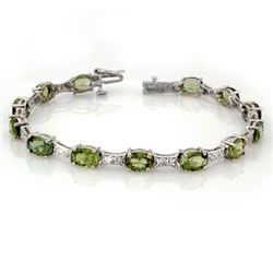 12.04 CTW Green Tourmaline & Diamond Bracelet 10K White Gold - REF-131A6X - 11503