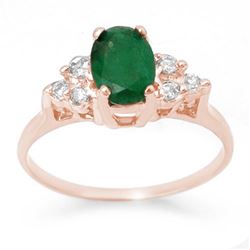 1.18 CTW Emerald & Diamond Ring 14K Rose Gold - REF-26A4X - 13965