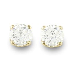 0.20 CTW Certified VS/SI Diamond Solitaire Stud Earrings 14K Yellow Gold - REF-17K3W - 12602