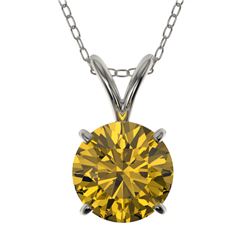 1.21 CTW Certified Intense Yellow SI Diamond Solitaire Necklace 10K White Gold - REF-240Y2K - 36792