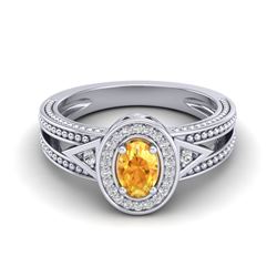 0.53 CTW Citrine & VS/SI Diamond Solitaire Halo Fashion Ring 10K White Gold - REF-25W3F - 20834