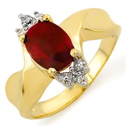 1.79 CTW Ruby & Diamond Ring 10K Yellow Gold - REF-19F3N - 10278