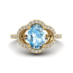 2 CTW Topaz & Micro Pave VS/SI Diamond Ring 10K Yellow Gold - REF-32M9H - 20977