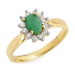 0.51 CTW Emerald & Diamond Ring 10K Yellow Gold - REF-18W2F - 12615