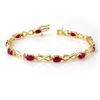 Image 1 : 8.50 CTW Ruby & Diamond Bracelet 10K Yellow Gold - REF-78X9T - 14067