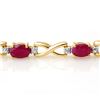 Image 2 : 8.50 CTW Ruby & Diamond Bracelet 10K Yellow Gold - REF-78X9T - 14067