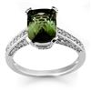 3.50 CTW Green Tourmaline & Diamond Ring 18K White Gold - REF-94F5N - 11066