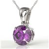 Image 1 : 2 CTW Amethyst Designer Inspired Solitaire Necklace 18K White Gold - REF-24H9A - 22009