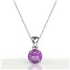 Image 2 : 2 CTW Amethyst Designer Inspired Solitaire Necklace 18K White Gold - REF-24H9A - 22009