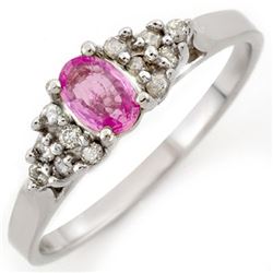 0.74 CTW Pink Sapphire & Diamond Ring 18K White Gold - REF-27H3A - 10291