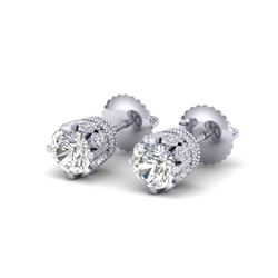 1.75 CTW VS/SI Diamond Solitaire Art Deco Stud Earrings 18K White Gold - REF-249N3Y - 36833