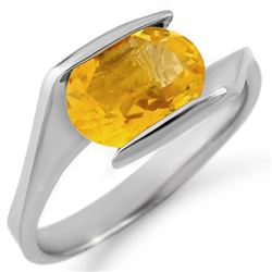 2.0 CTW Citrine Ring 10K White Gold - REF-18Y8K - 11352