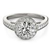 0.9 CTW Certified VS/SI Diamond Solitaire Halo Ring 18K White Gold - REF-122F2N - 26560