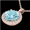2 CTW Sky Topaz & Halo VS/SI Diamond Micro Pave Necklace 14K Rose Gold - REF-34W2F - 21554