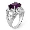 Image 2 : 5.0 CTW Amethyst & Diamond Ring 14K White Gold - REF-70H5A - 10264