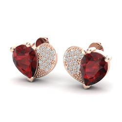 2.50 CTW Garnet & Micro Pave VS/SI Diamond Earrings 10K Rose Gold - REF-30T2M - 20074