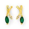 Image 1 : 0.50 CTW Emerald & Diamond Earrings 10K Yellow Gold - REF-15H5A - 13234