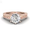 Image 2 : 1 CTW VS/SI Diamond Solitaire Art Deco Ring 18K Rose Gold - REF-330W2F - 36927