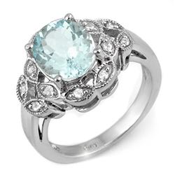 3.25 CTW Aquamarine & Diamond Ring 10K White Gold - REF-53F3N - 11230